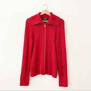 Ralph Lauren black Label cable knit sweater zip L